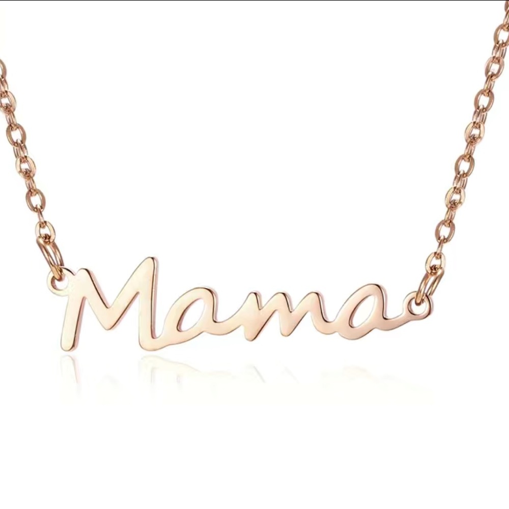 Rose Gold Mama Necklace with Collarbone Chain